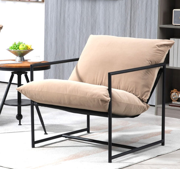 English Elm Sleek Velvet Accent Chair with Shredded Foam Cushion for Living Room or Office Camel B2735P512945