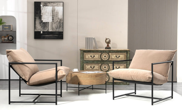 English Elm Sleek Velvet Accent Chair with Shredded Foam Cushion for Living Room or Office Camel B2735P512945
