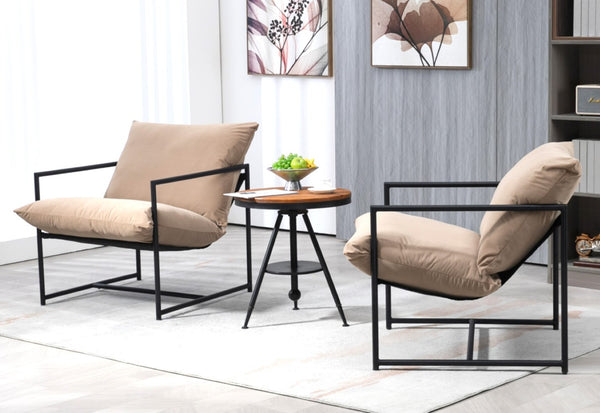 English Elm Sleek Velvet Accent Chair with Shredded Foam Cushion for Living Room or Office Camel B2735P512945