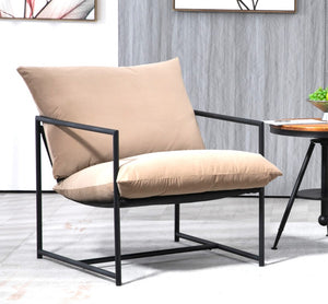 English Elm Sleek Velvet Accent Chair with Shredded Foam Cushion for Living Room or Office Camel B2735P512945
