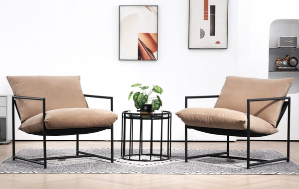 English Elm Sleek Velvet Accent Chair with Shredded Foam Cushion for Living Room or Office Camel B2735P512945