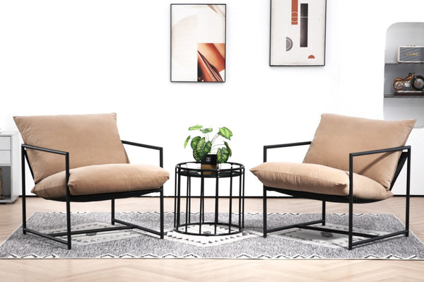 English Elm Sleek Velvet Accent Chair with Shredded Foam Cushion for Living Room or Office Camel B2735P512945