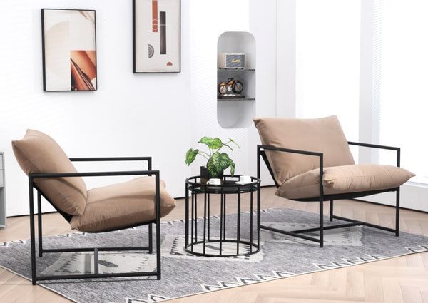 English Elm Sleek Velvet Accent Chair with Shredded Foam Cushion for Living Room or Office Camel B2735P512945