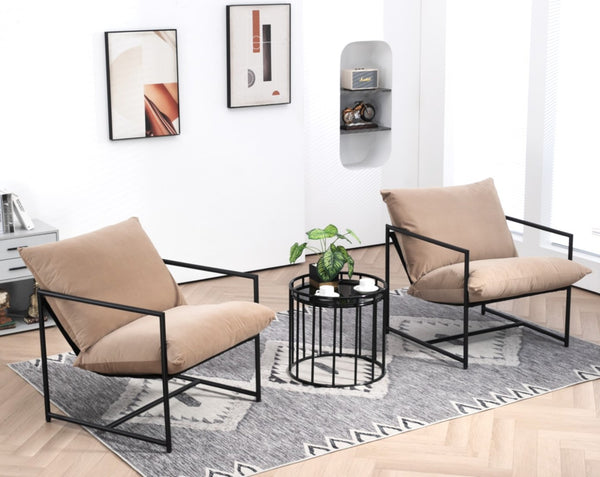 English Elm Sleek Velvet Accent Chair with Shredded Foam Cushion for Living Room or Office Camel B2735P512945
