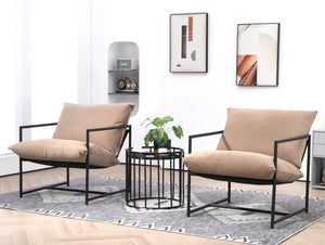 English Elm Sleek Velvet Accent Chair with Shredded Foam Cushion for Living Room or Office Camel B2735P512945