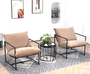 English Elm Sleek Velvet Accent Chair with Shredded Foam Cushion for Living Room or Office Camel B2735P512945