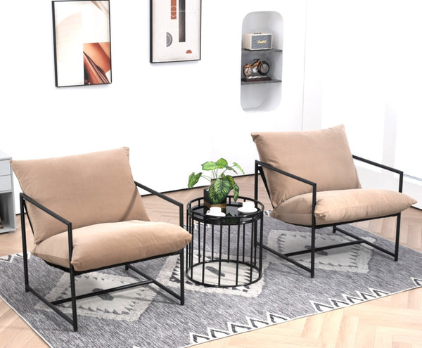 English Elm Sleek Velvet Accent Chair with Shredded Foam Cushion for Living Room or Office Camel B2735P512945