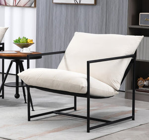 English Elm Sleek Velvet Accent Chair with Shredded Foam Cushion for Living Room or Office Beige B2735P512946
