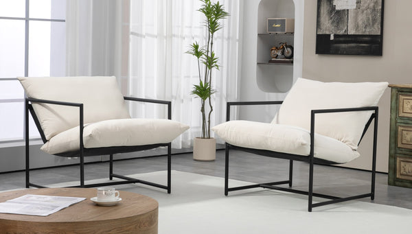 English Elm Sleek Velvet Accent Chair with Shredded Foam Cushion for Living Room or Office Beige B2735P512946