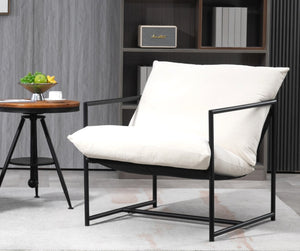 English Elm Sleek Velvet Accent Chair with Shredded Foam Cushion for Living Room or Office Beige B2735P512946
