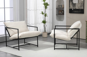 English Elm Sleek Velvet Accent Chair with Shredded Foam Cushion for Living Room or Office Beige B2735P512946