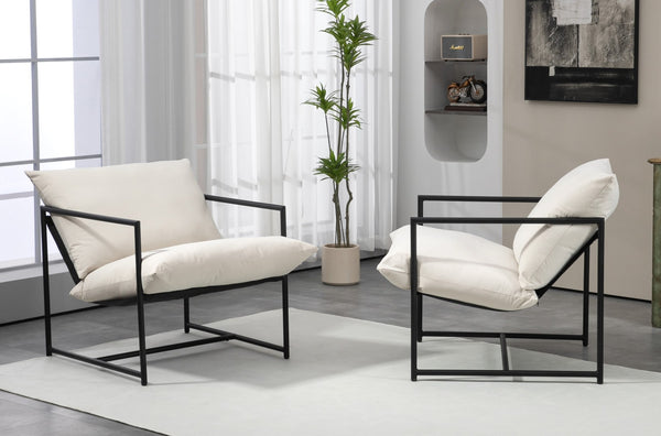 English Elm Sleek Velvet Accent Chair with Shredded Foam Cushion for Living Room or Office Beige B2735P512946