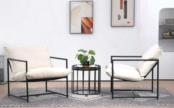 English Elm Sleek Velvet Accent Chair with Shredded Foam Cushion for Living Room or Office Beige B2735P512946
