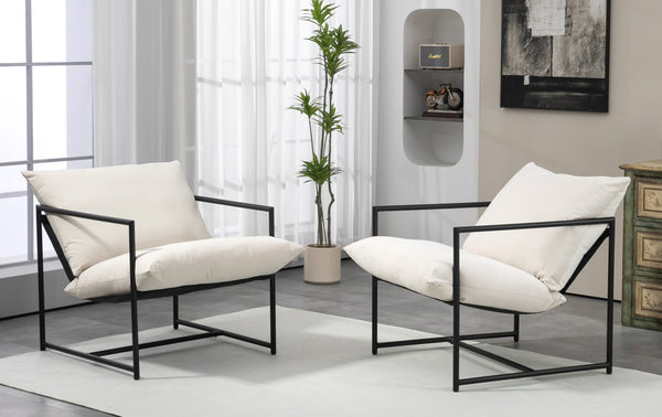 English Elm Sleek Velvet Accent Chair with Shredded Foam Cushion for Living Room or Office Beige B2735P512946
