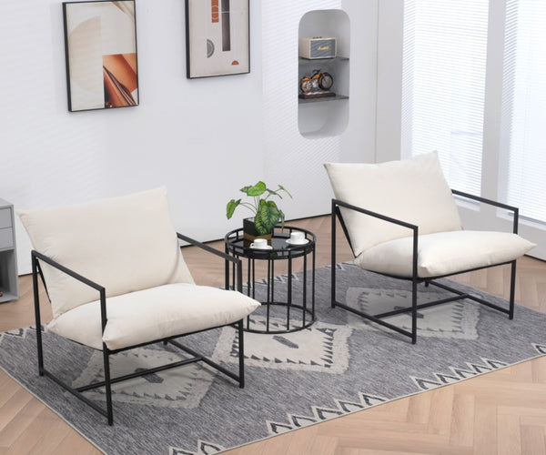 English Elm Sleek Velvet Accent Chair with Shredded Foam Cushion for Living Room or Office Beige B2735P512946