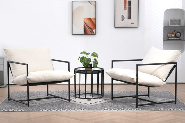 English Elm Sleek Velvet Accent Chair with Shredded Foam Cushion for Living Room or Office Beige B2735P512946