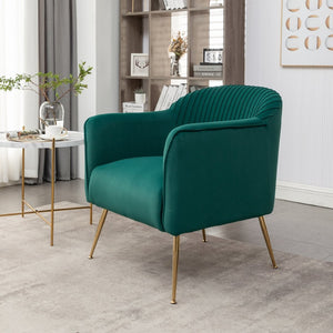English Elm Modern Velvet Slipper Chair with Solid Wood Frame and Metal Legs for Any Room Green B2735P513027