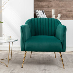 English Elm Modern Velvet Slipper Chair with Solid Wood Frame and Metal Legs for Any Room Green B2735P513027