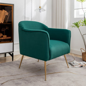 English Elm Modern Velvet Slipper Chair with Solid Wood Frame and Metal Legs for Any Room Green B2735P513027