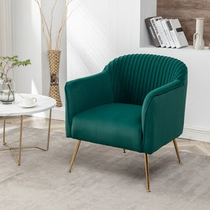 English Elm Modern Velvet Slipper Chair with Solid Wood Frame and Metal Legs for Any Room Green B2735P513027