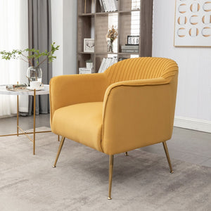 English Elm Modern Velvet Slipper Chair with Solid Wood Frame and Metal Legs for Any Room Mustard yellow B2735P513029