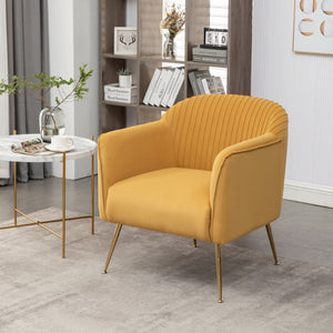 English Elm Modern Velvet Slipper Chair with Solid Wood Frame and Metal Legs for Any Room Mustard yellow B2735P513029