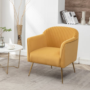 English Elm Modern Velvet Slipper Chair with Solid Wood Frame and Metal Legs for Any Room Mustard yellow B2735P513029