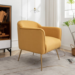 English Elm Modern Velvet Slipper Chair with Solid Wood Frame and Metal Legs for Any Room Mustard yellow B2735P513029