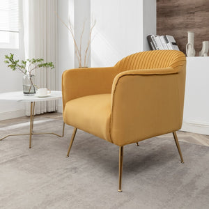 English Elm Modern Velvet Slipper Chair with Solid Wood Frame and Metal Legs for Any Room Mustard yellow B2735P513029