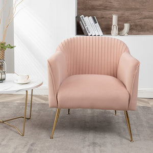 English Elm Modern Velvet Slipper Chair with Solid Wood Frame and Metal Legs for Any Room Rose B2735P513030
