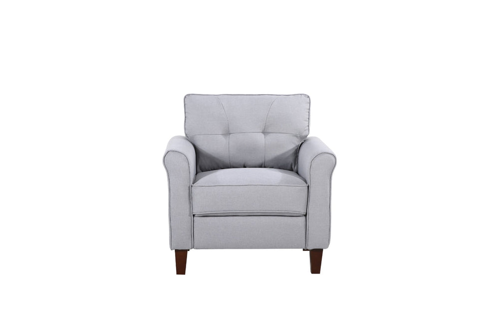 English Elm Light Grey Tufted Upholstered Accent Chair Compact Single Seat for Bedroom or Living Room B2735P514820