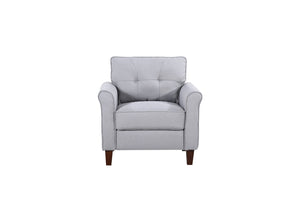 English Elm Light Grey Tufted Upholstered Accent Chair Compact Single Seat for Bedroom or Living Room B2735P514820