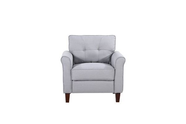 English Elm Light Grey Tufted Upholstered Accent Chair Compact Single Seat for Bedroom or Living Room B2735P514820