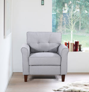 English Elm Light Grey Tufted Upholstered Accent Chair Compact Single Seat for Bedroom or Living Room B2735P514820