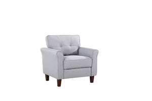 English Elm Light Grey Tufted Upholstered Accent Chair Compact Single Seat for Bedroom or Living Room B2735P514820
