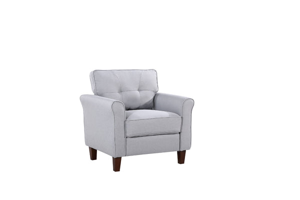 English Elm Light Grey Tufted Upholstered Accent Chair Compact Single Seat for Bedroom or Living Room B2735P514820