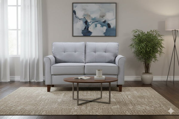 English Elm Light Grey Tufted Loveseat Mid-Century Upholstered Two-Seat Sofa for Living Rooms B2735P514821