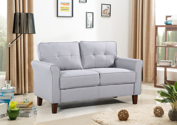English Elm Light Grey Tufted Loveseat Mid-Century Upholstered Two-Seat Sofa for Living Rooms B2735P514821