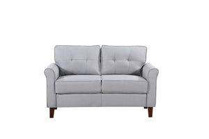 English Elm Light Grey Tufted Loveseat Mid-Century Upholstered Two-Seat Sofa for Living Rooms B2735P514821