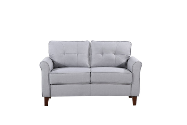 English Elm Light Grey Tufted Loveseat Mid-Century Upholstered Two-Seat Sofa for Living Rooms B2735P514821
