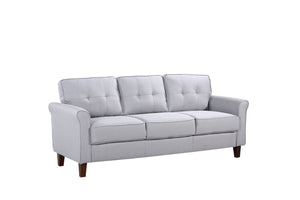 English Elm Light Grey Tufted 3 Seat Sofa Mid Century Modern Upholstered for Apartment Living B2735P514822