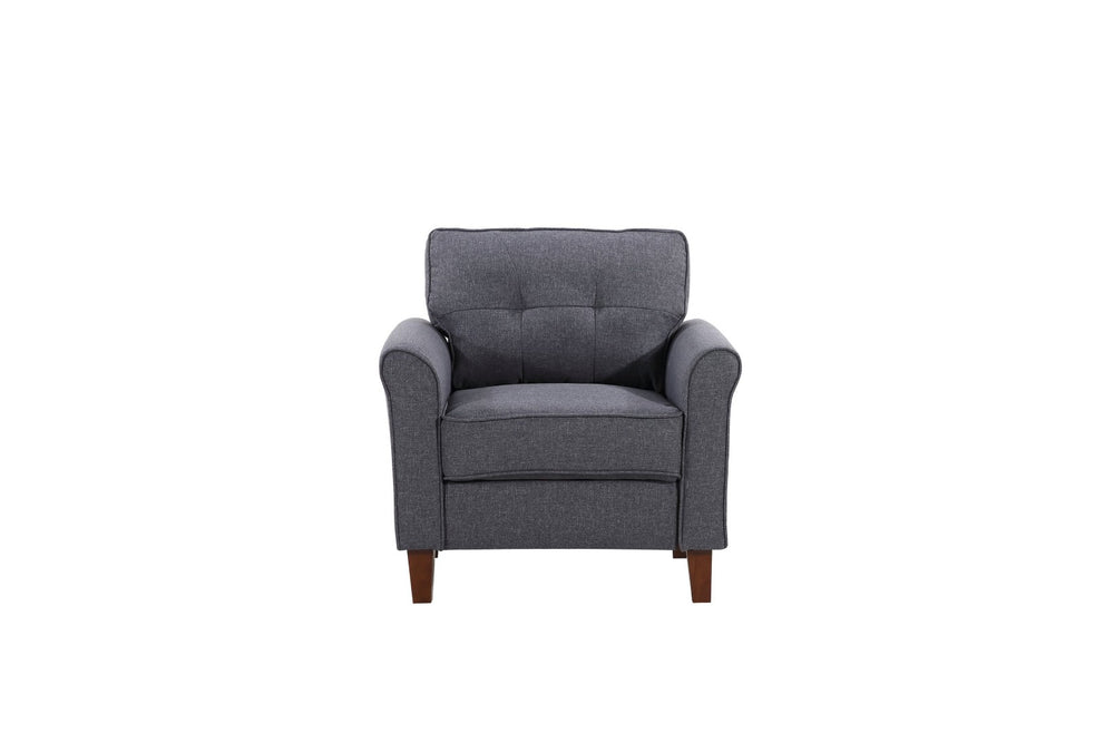 English Elm Dark Charcoal Tufted Accent Armchair Upholstered Single Seat for Bedroom or Living Room B2735P514823