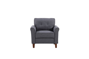 English Elm Dark Charcoal Tufted Accent Armchair Upholstered Single Seat for Bedroom or Living Room B2735P514823