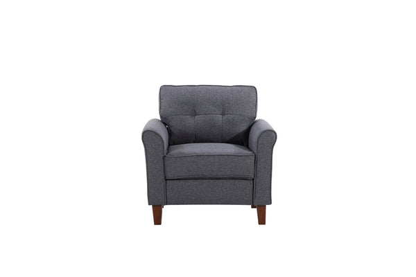 English Elm Dark Charcoal Tufted Accent Armchair Upholstered Single Seat for Bedroom or Living Room B2735P514823