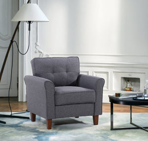 English Elm Dark Charcoal Tufted Accent Armchair Upholstered Single Seat for Bedroom or Living Room B2735P514823
