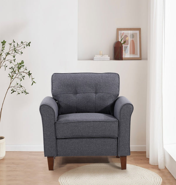 English Elm Dark Charcoal Tufted Accent Armchair Upholstered Single Seat for Bedroom or Living Room B2735P514823
