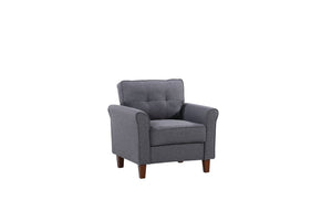English Elm Dark Charcoal Tufted Accent Armchair Upholstered Single Seat for Bedroom or Living Room B2735P514823