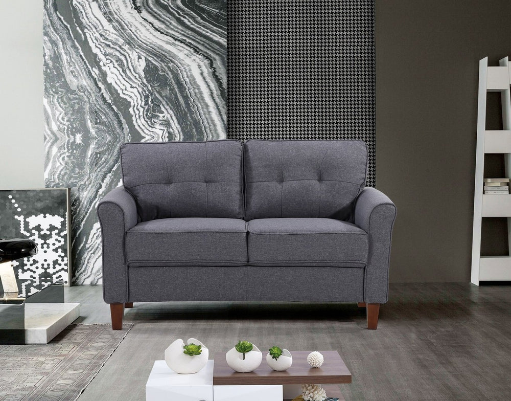 English Elm Dark Tufted Mid-Century Loveseat Plush 2-Seater Sofa for Compact Living Spaces B2735P514824
