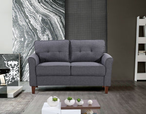 English Elm Dark Tufted Mid-Century Loveseat Plush 2-Seater Sofa for Compact Living Spaces B2735P514824