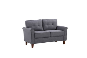 English Elm Dark Tufted Mid-Century Loveseat Plush 2-Seater Sofa for Compact Living Spaces B2735P514824